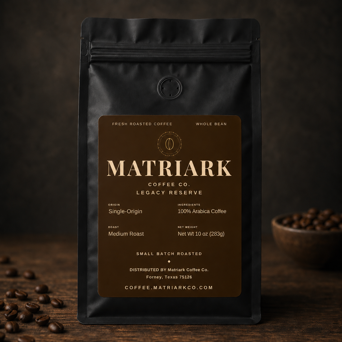 Legacy Reserve single-origin medium roast coffee bag by Matriark Coffee Co.