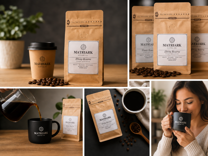 Ebony Reserve 3 oz coffee sample bag by Matriark Coffee Co.