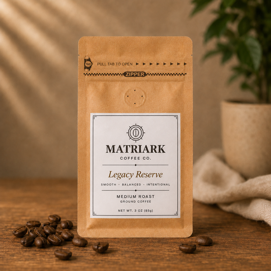 Legacy Reserve 3 oz coffee sample bag by Matriark Coffee Co.